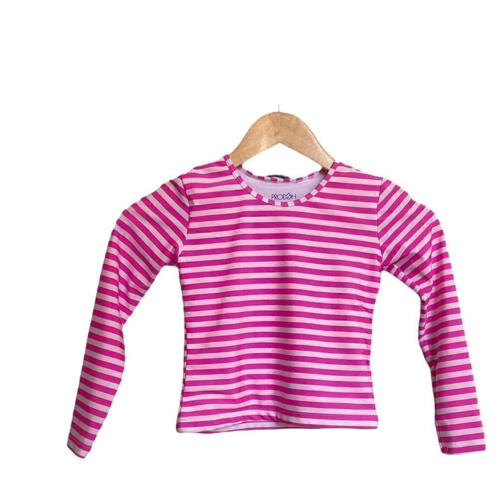 Prodoh Rashguard Pink and White Striped Size 6